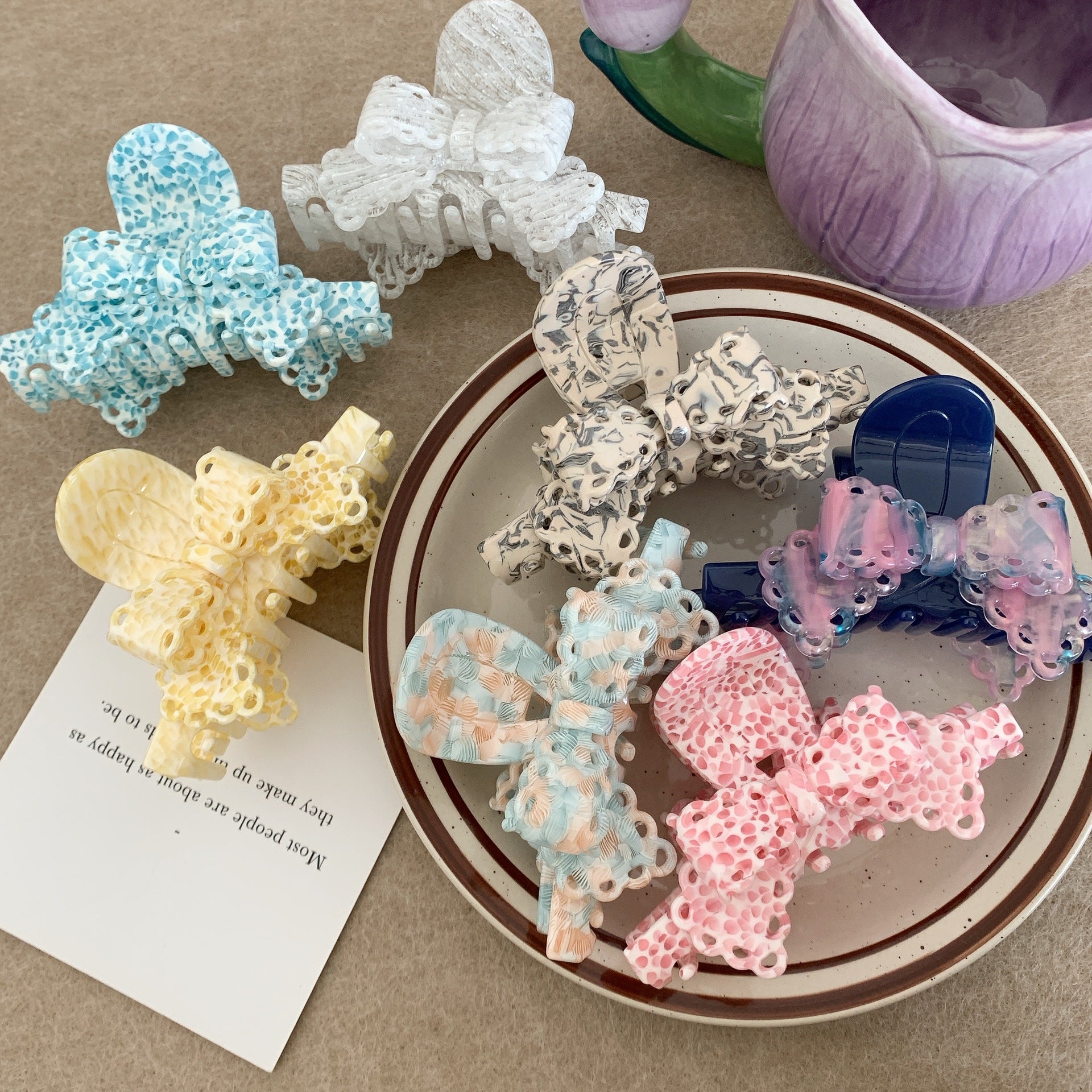 Acétate Dentelle Bow Barrettes Sweet Temperament Girl
