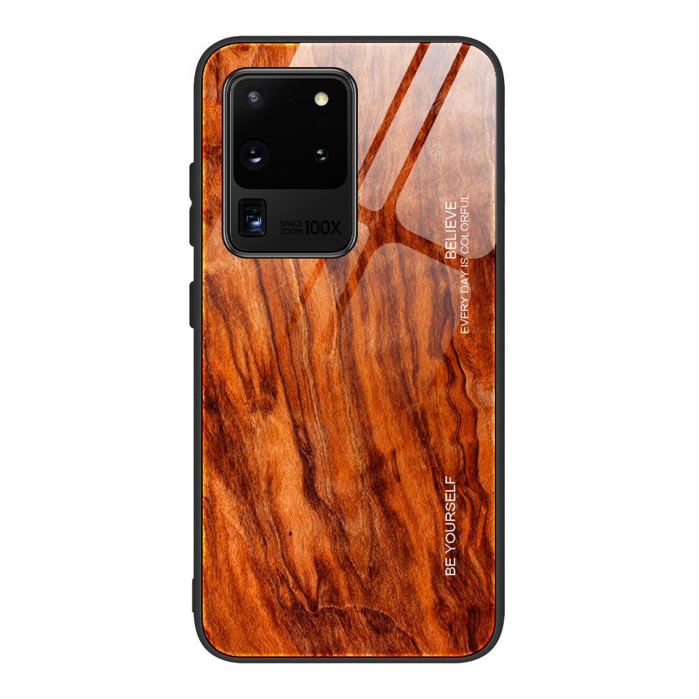 Boîtier de téléphone en verre trempé grain de bois