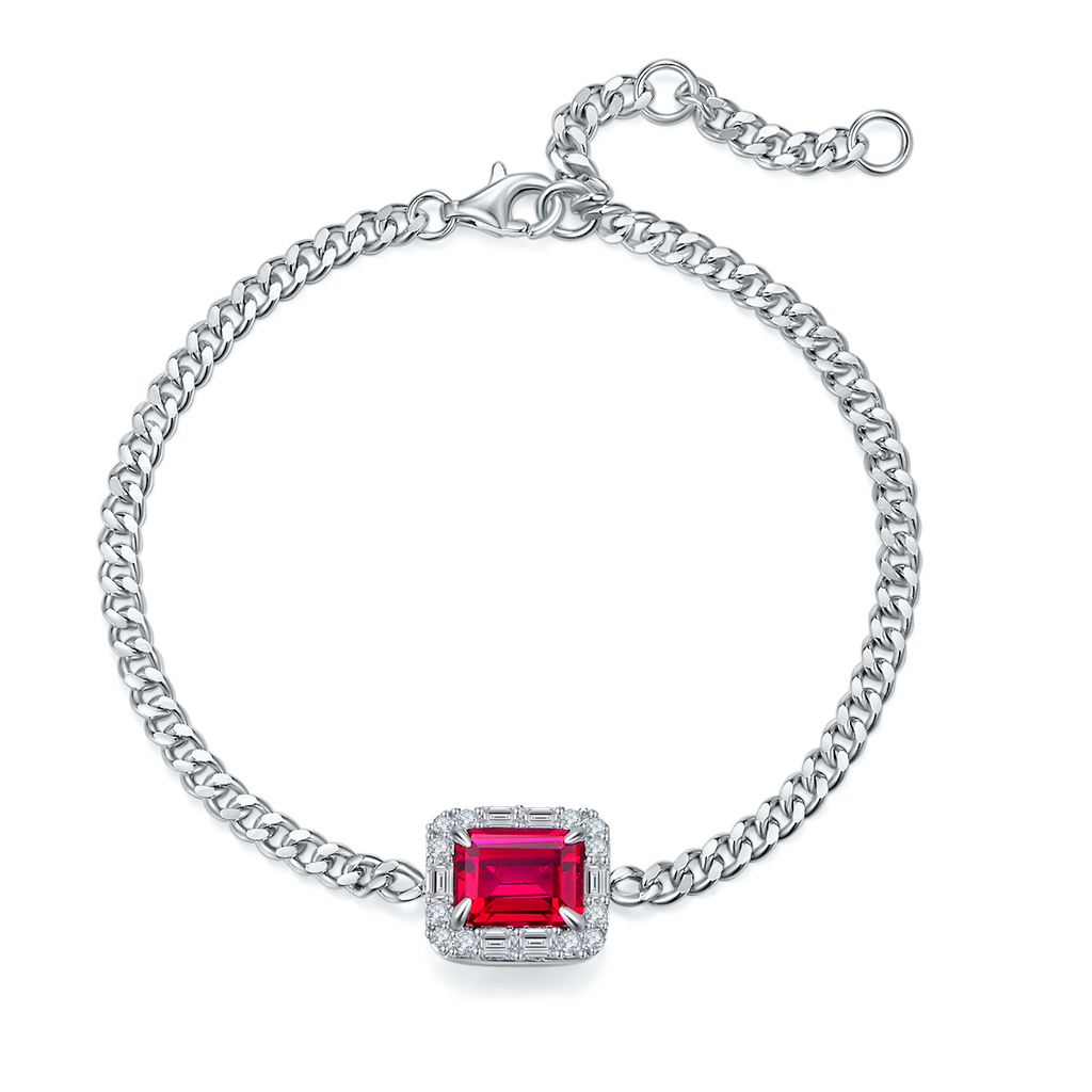 S925 Bracelet rubis en argent sterling Lab-Grown