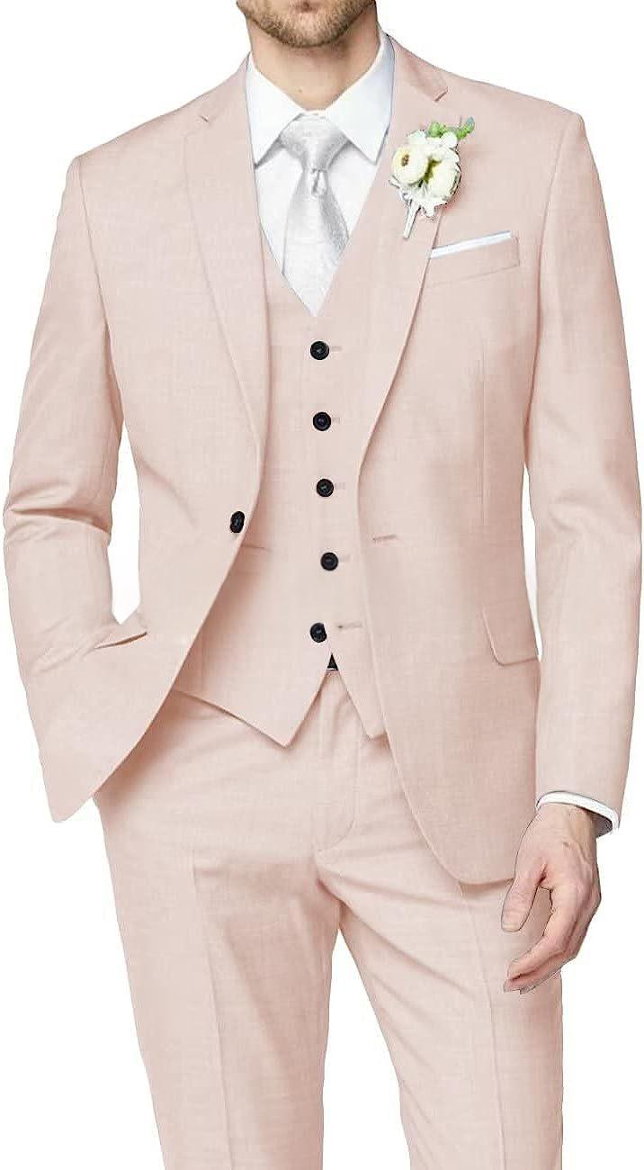 Mens Slim-fit trois-pièces avec une veste à un seul sein