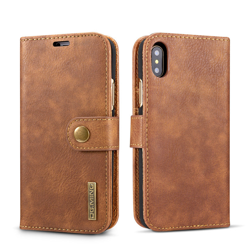 Cowhide Double Adsorption téléphone portable en cuir