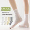 Femmes Chaussettes Solide Couleur Mid-calf Longueur Été Style mince Coton pur