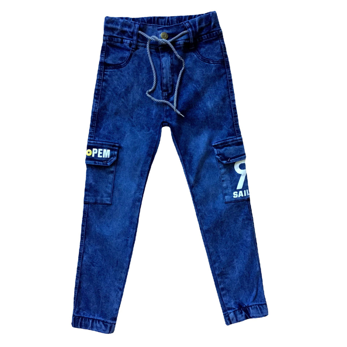 Jeans Cargo Multi-Pocket Imprimés Monogrammes Garçons