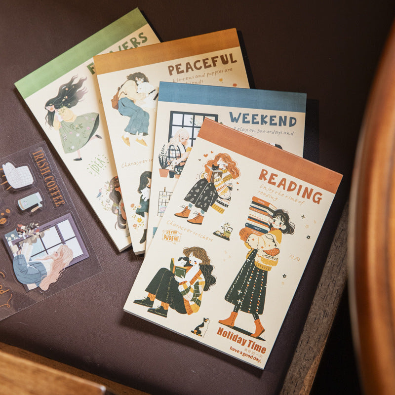 Belle journée double matériau Caractère Sticker de paysage Livre