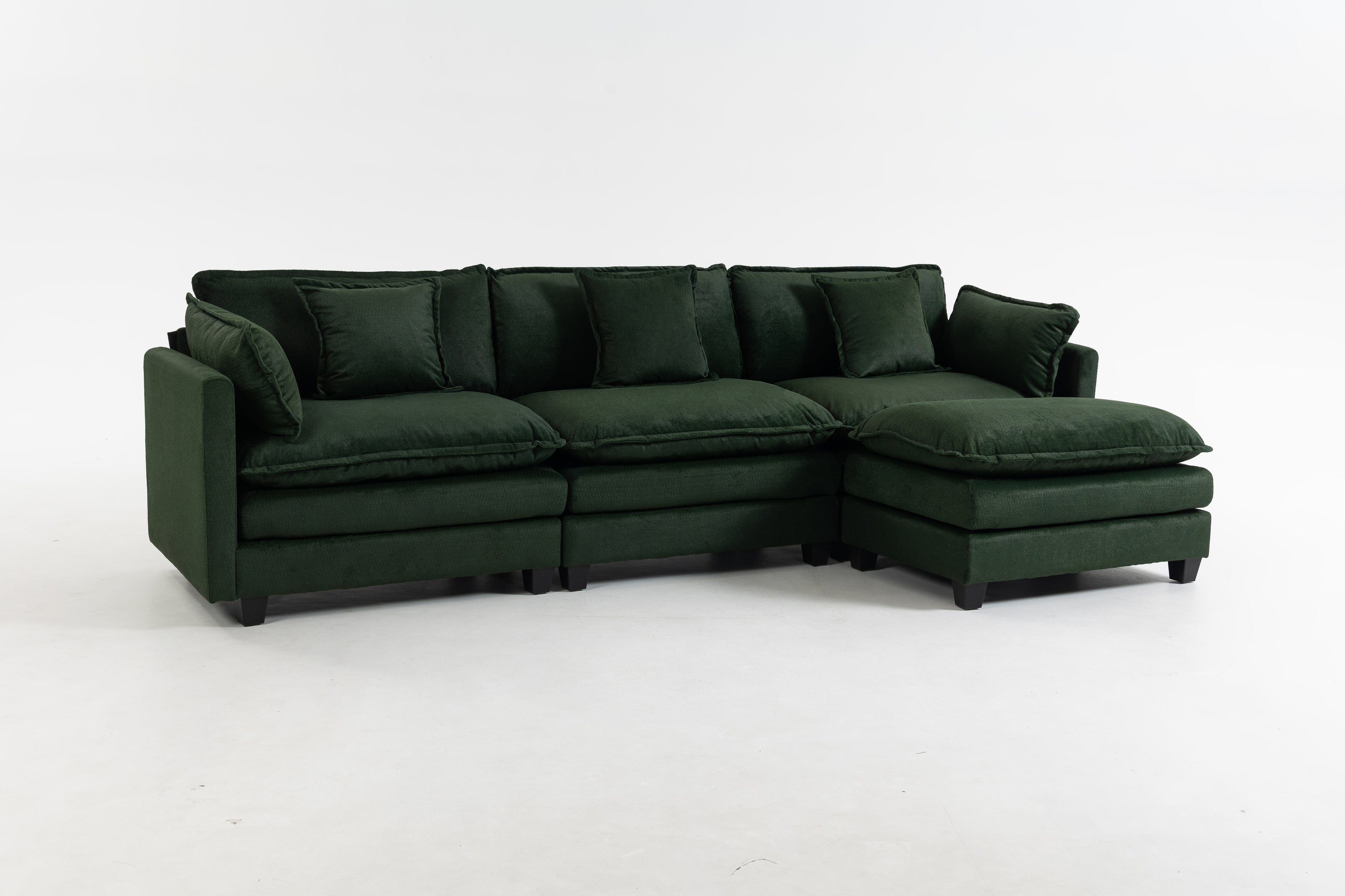 Moderne 3 places avec pouf 113,77" Canapé sectionnel avec oreillers de taille