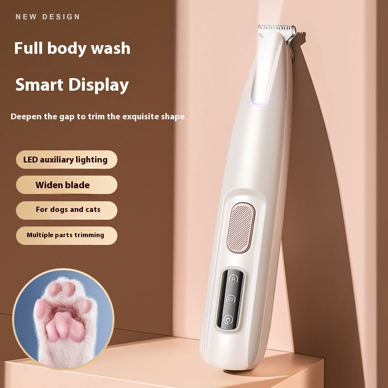 Animaux de compagnie Paw Trimmer avec lumière LED entièrement imperméable aux cheveux de chien Trimmer avec LED Display Dog