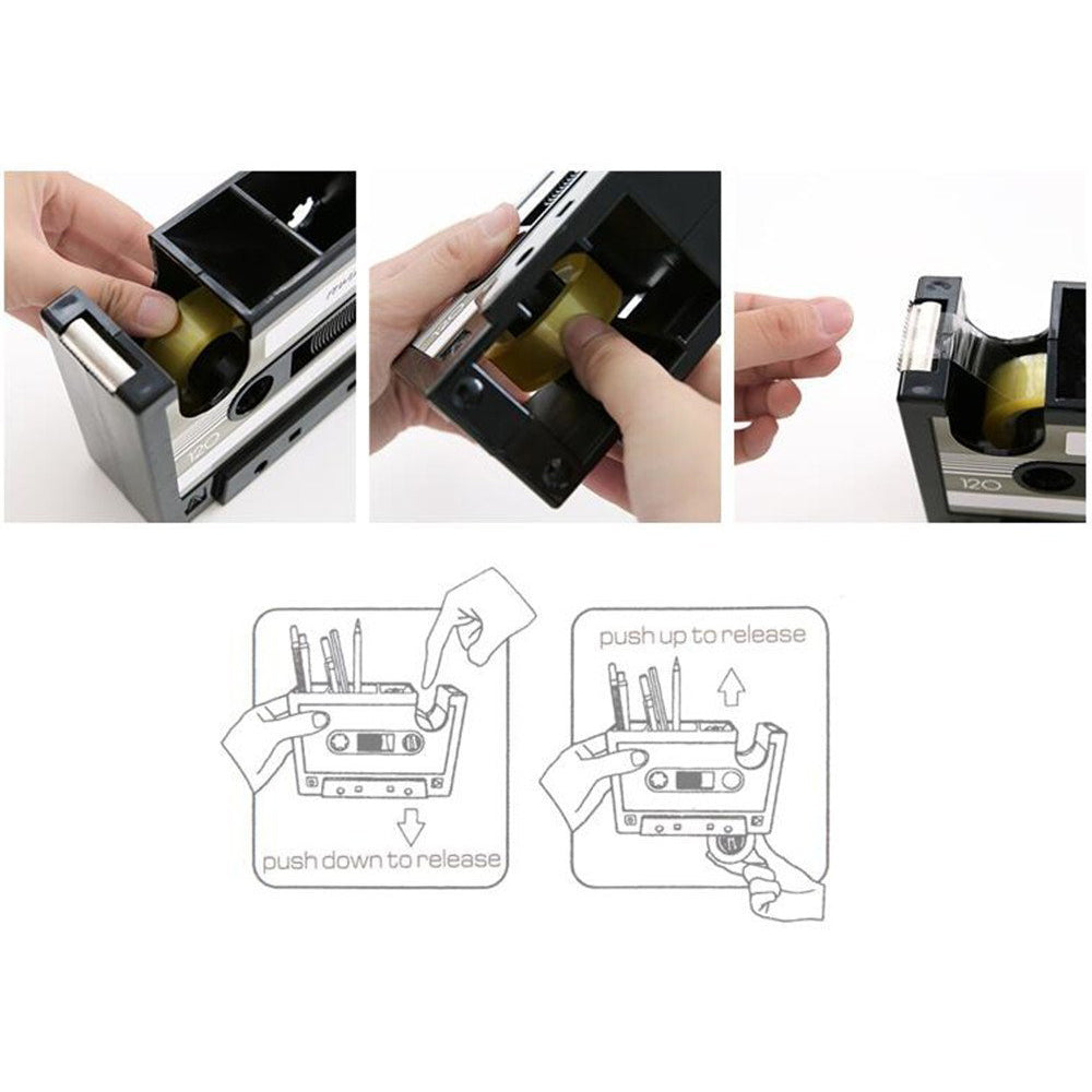 Distributeur de ruban de cassette Porte stylo Vase Crayon Pot