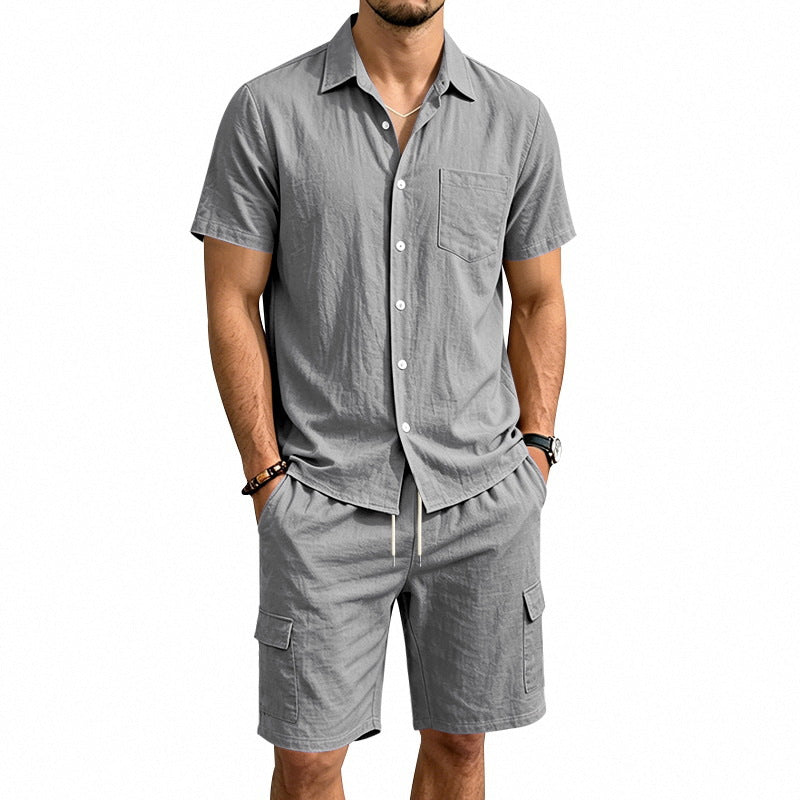 Hommes Linge de maison Chemise à manches courtes et ensemble de shorts de travail