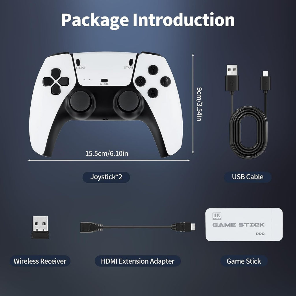 20000 Retro Video Game Console 4K HD TV Game Stick Encre.2 Contrôleur sans fil