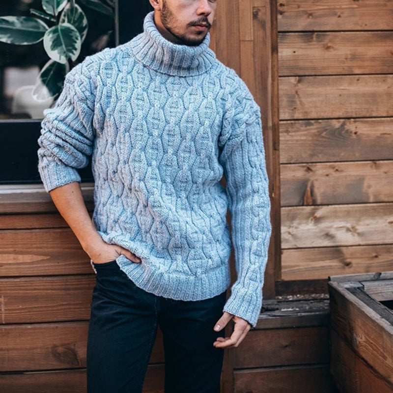 Homme Couleur solide Tendance Tendance Col Tortue Chandail tricoté