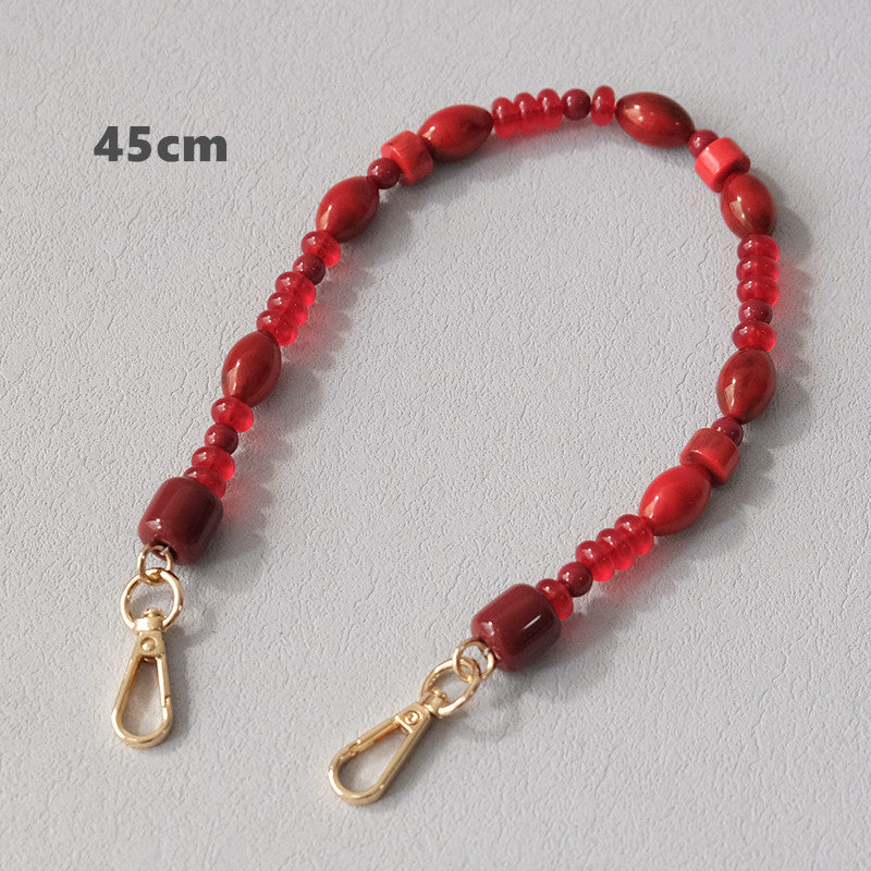 Accessoire à chaîne de perles rouges à la mode Crossbody Lanyard Bag
