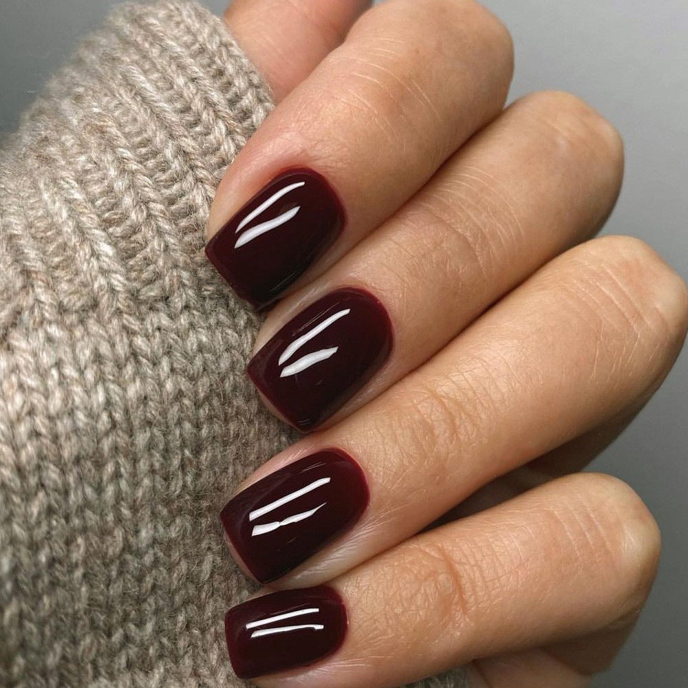 Stickers Nail Minimaliste à Carré Court pour Femmes Faux Nail