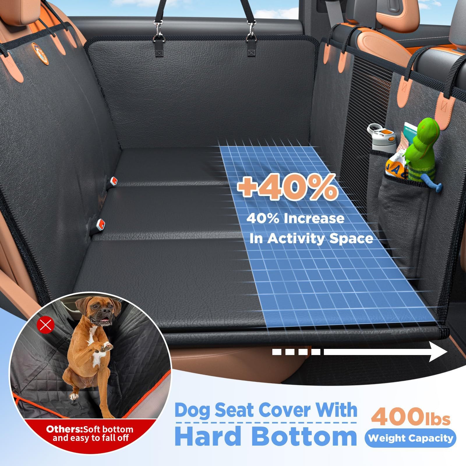 Alimentation directe multifonctions Car Pet Waterproof Et tapis de chien de voiture résistant aux rayures