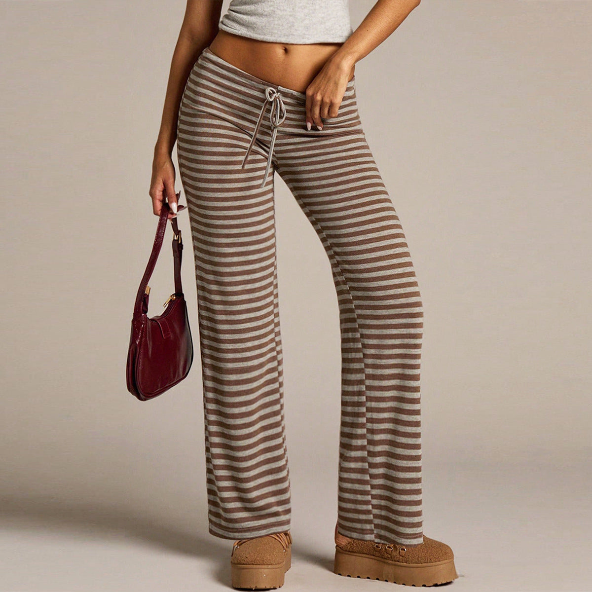 Pantalons rayés Europe-Américains confortables et occasionnels