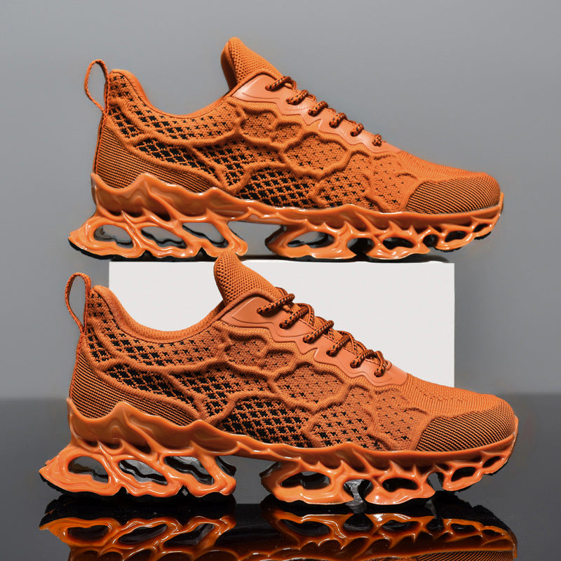 Chaussures de course respirant d'été homme Trendy Fashion Platform Fly Woven Mesh Casual