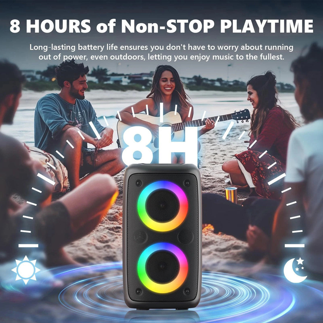 Haut-parleur Bluetooth portable Sub Woofer Heavy Bass Sound System Party Mic
