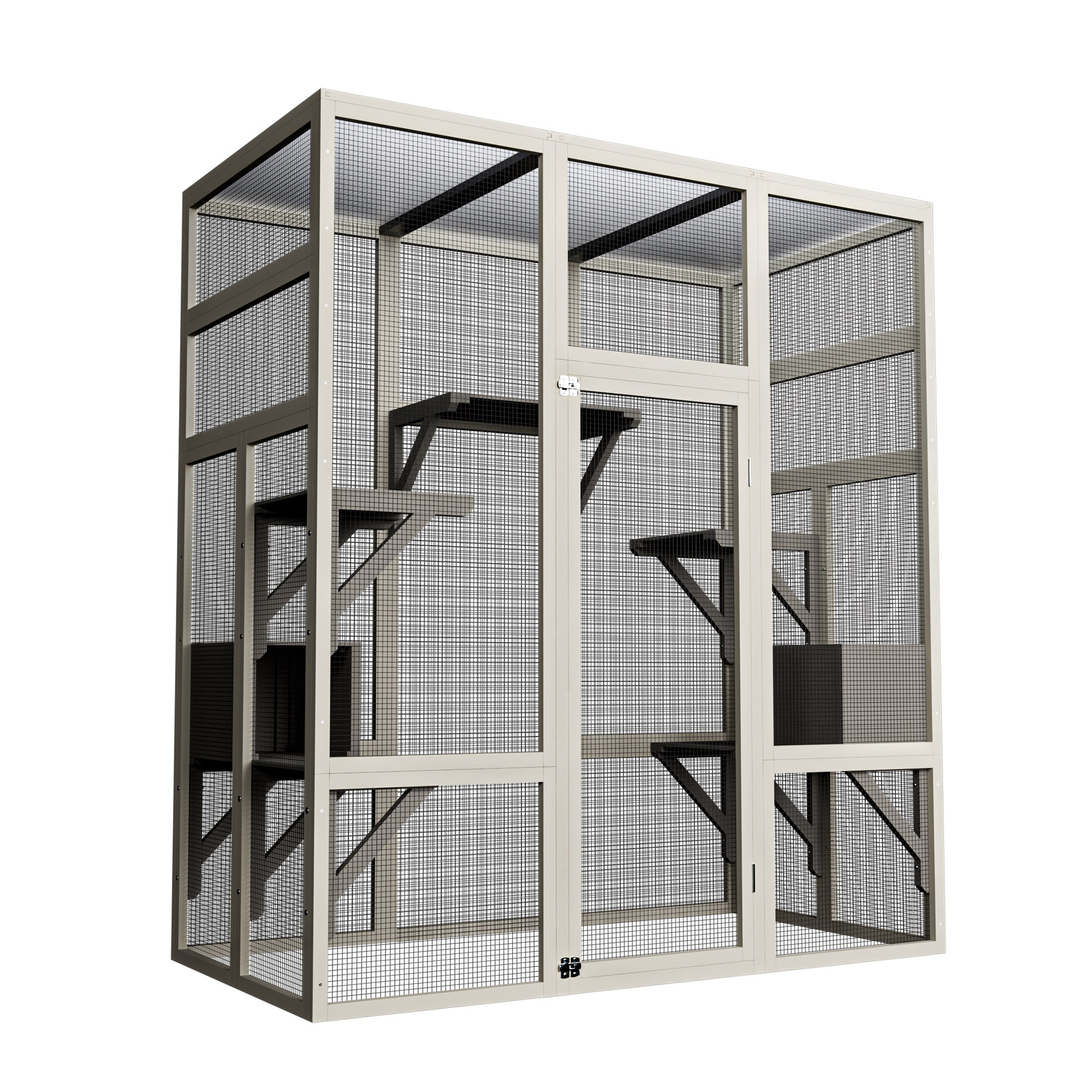 62,6" Maison de chat en bois d'extérieur gris Grand Catio