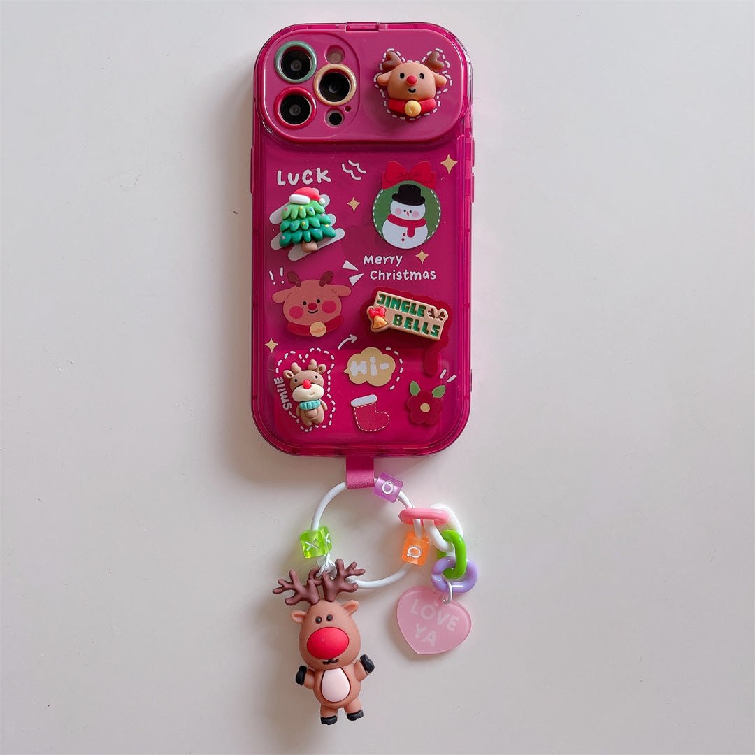 Caricature en trois dimensions Christmas Reindeer Contact Lens Phone Case