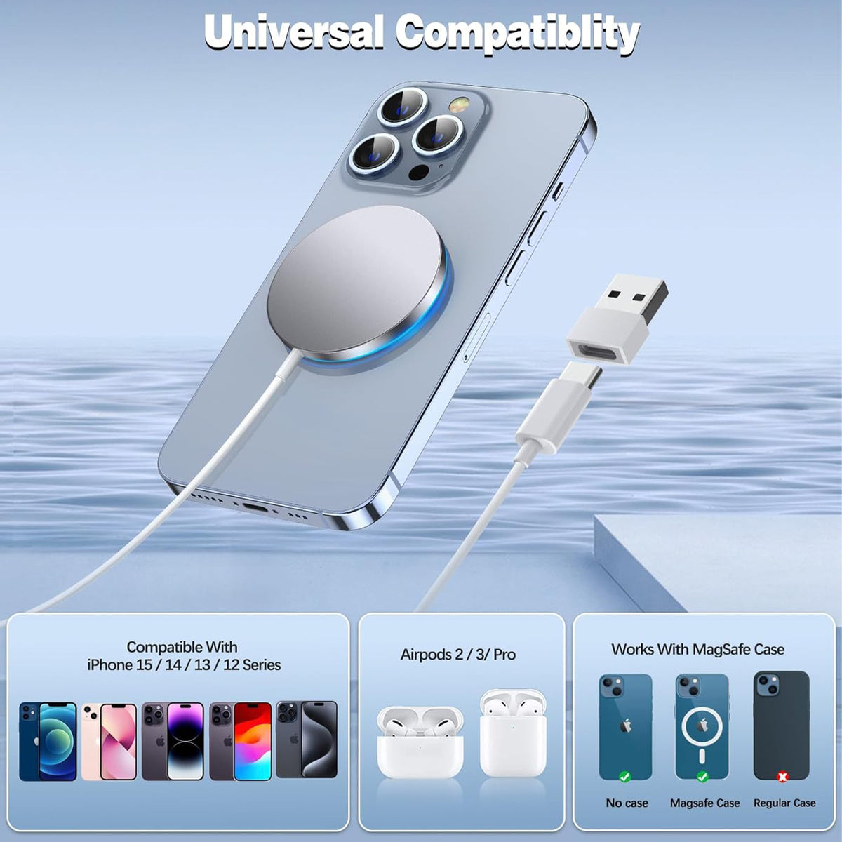 Single Magnetic Wireless Charger for Mobile Phone