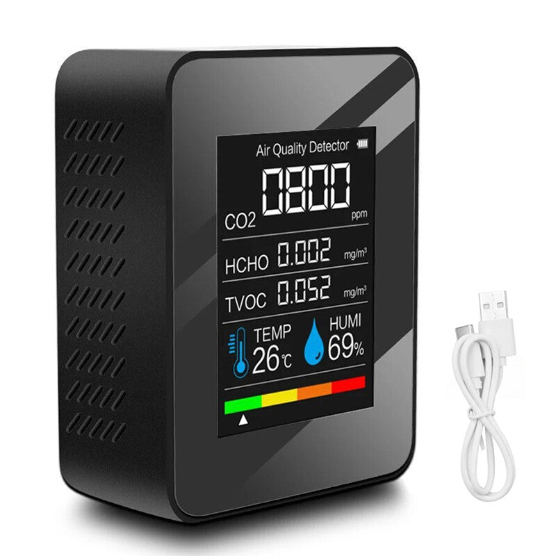 Détecteur de dioxyde de carbone TVOC HCHO de 5 compteurs de CO2 portatifs en1