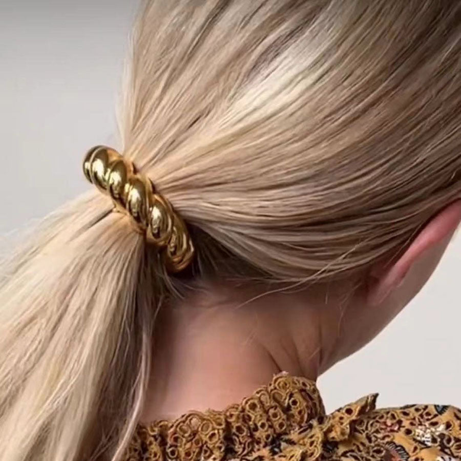 Tempéramental Cold Style Géométrique Métal Élastique haute forme de sémicercle Twist Hai