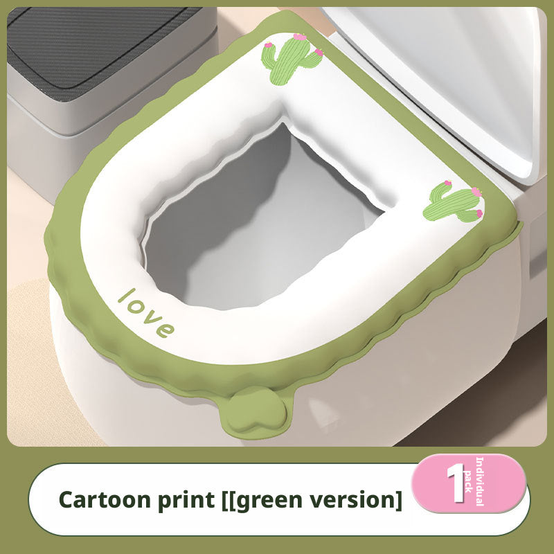 Universal toilet seat - small flower with green rim - 1 piece