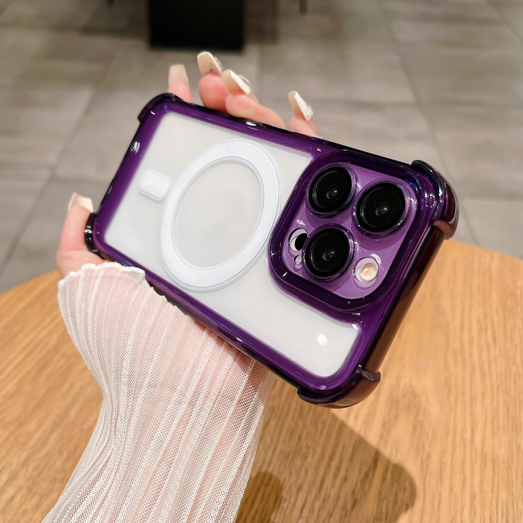 Le boîtier de téléphone de coussin gonflable transparent est livré avec le protège-objectif couverture de protection tout compris