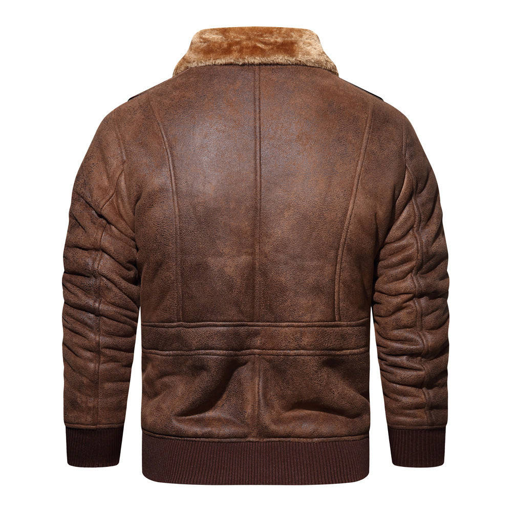 Veste de cuir et de fourrure d'automne et d'hiver pour hommes