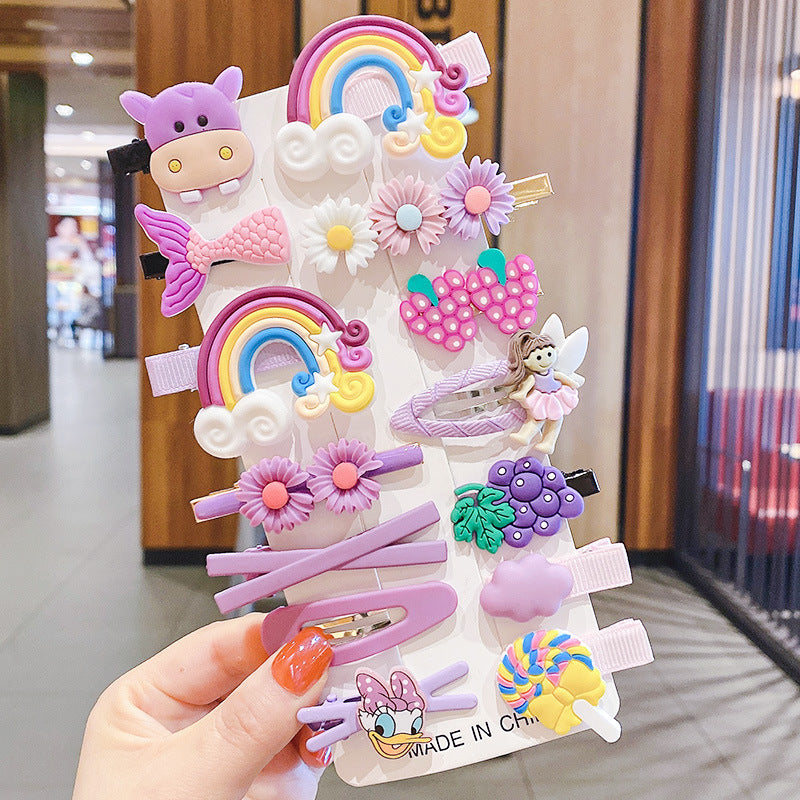 14PCS Accessoires capillaires pour tout-petit Set de barres arc-en-ciel colorées