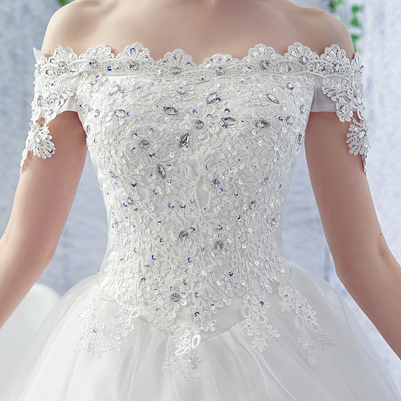 Robe de mariée Mariée Une épaule Trail Français Veil Hepburn Femme