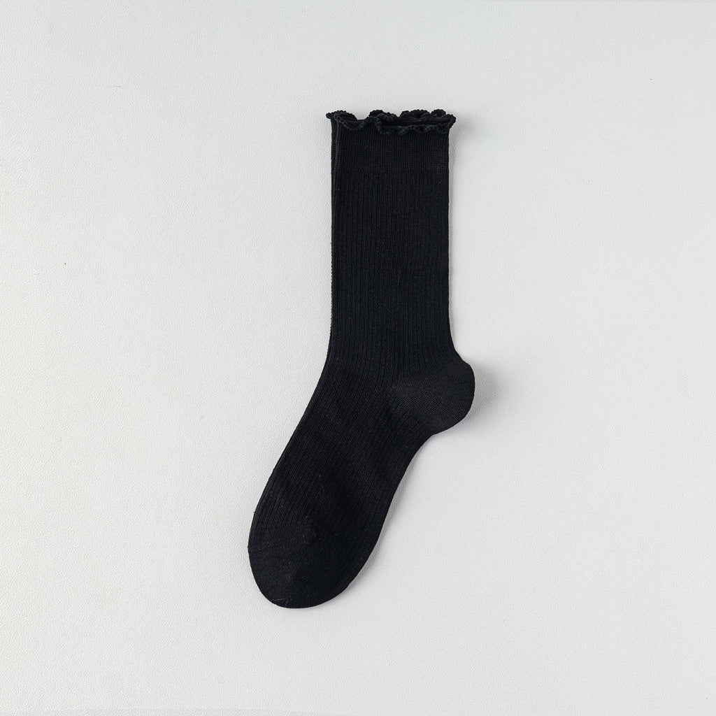 Femmes Chaussettes Solide Couleur Mid-calf Longueur Été Style mince Coton pur