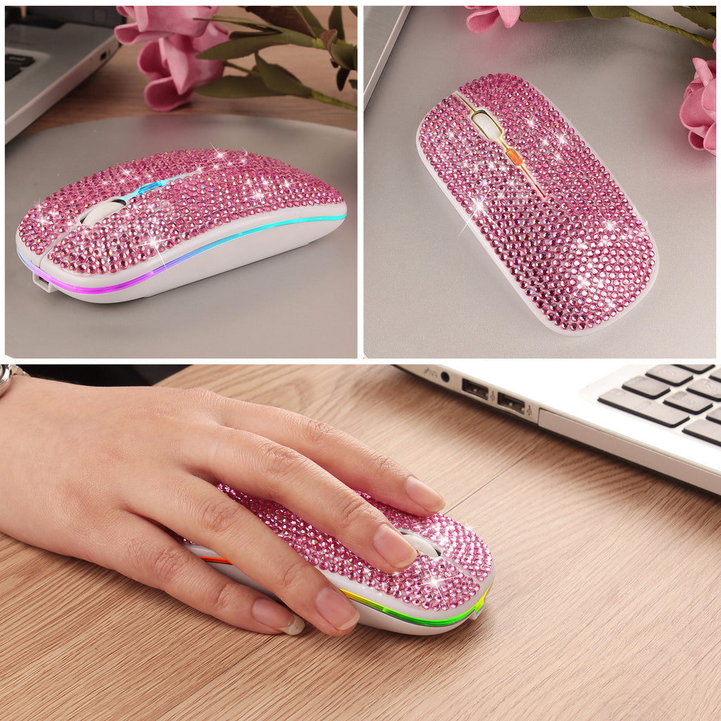 Bureau rechargeable Mute Crystal Strass Mouse