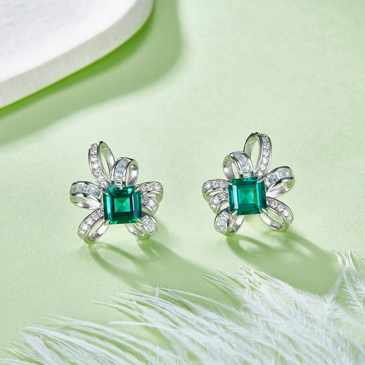S925 Boucles d'oreilles Sterling Silver Bowknot Stud