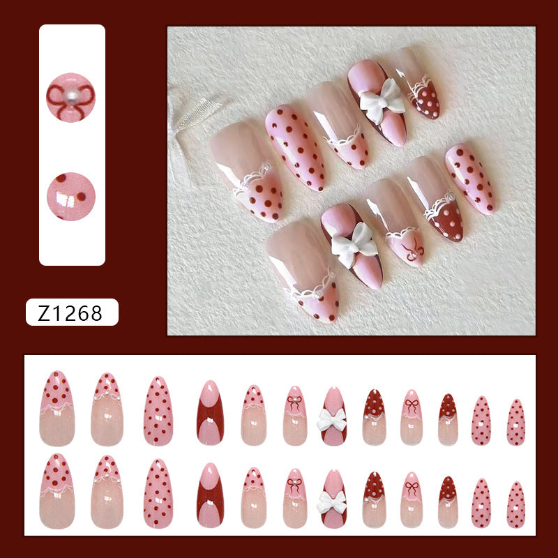 Conseils d'ongle amovible à la mode avec dentelle et Bow 24 pièces
