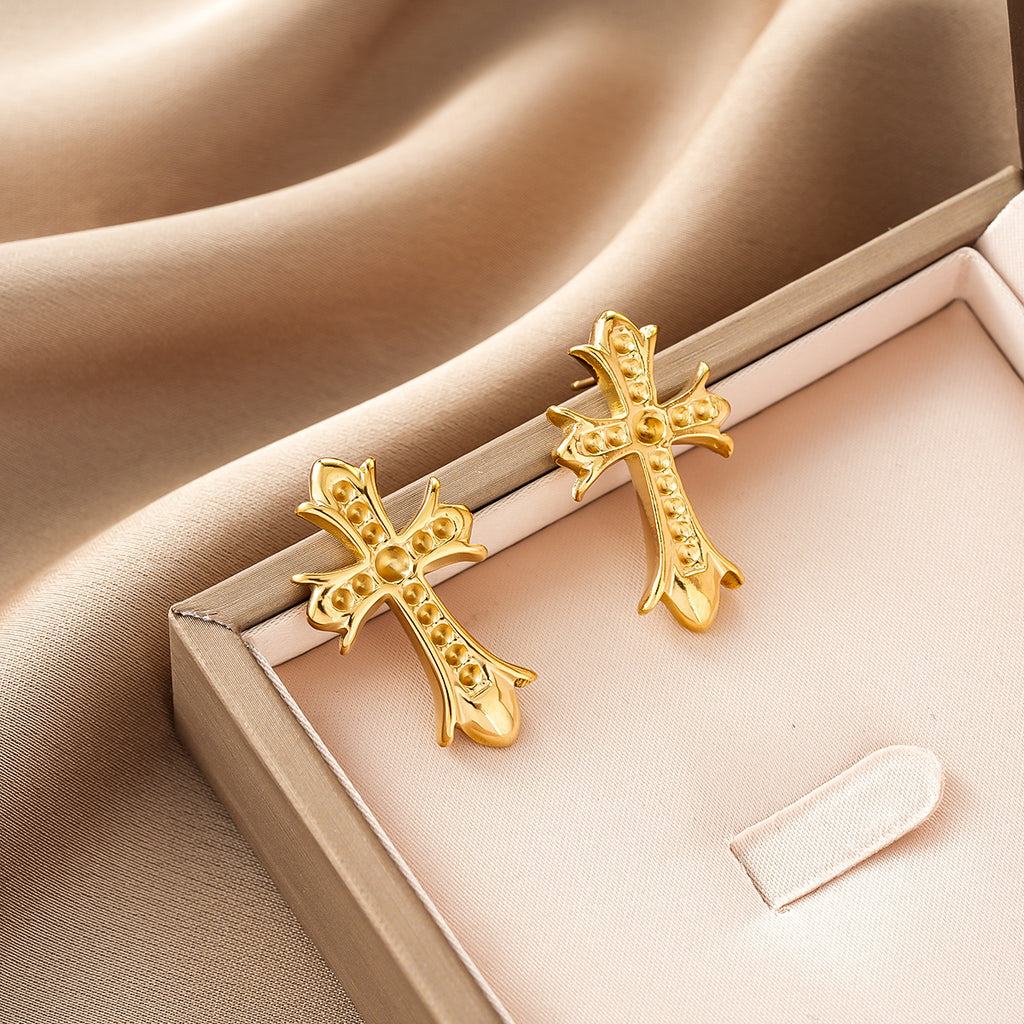 Boucles d'oreilles Cross Women's Ins Niche Simple Elegant Elegant Mode Light Luxury Design All-ma