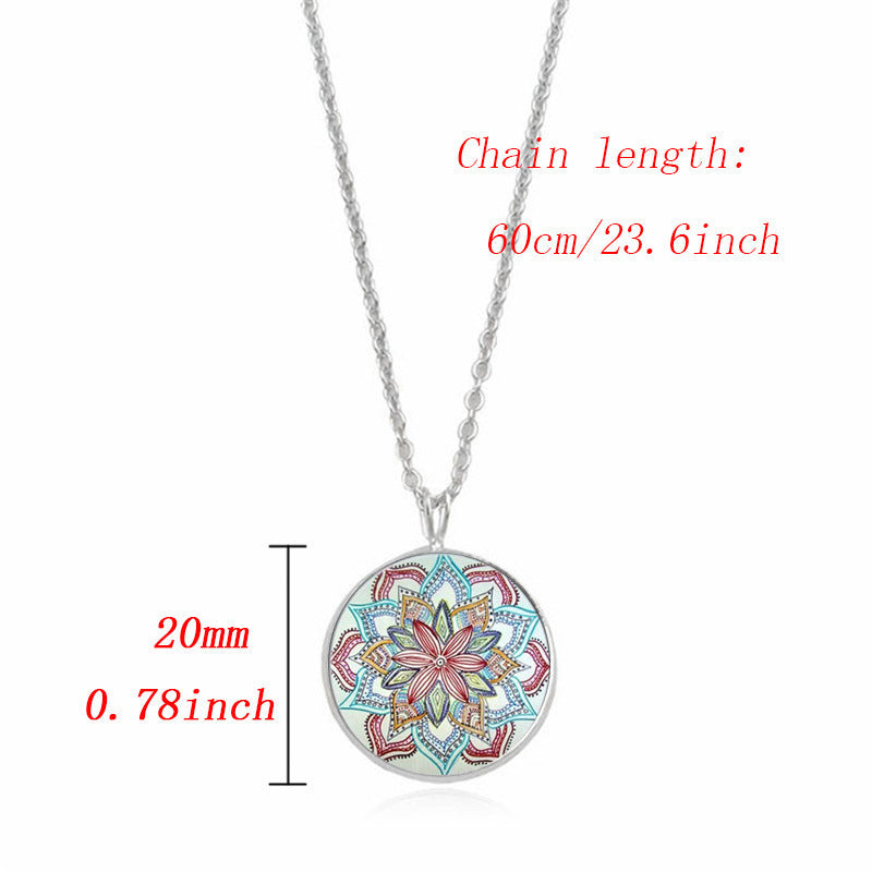 Mandala Fleur Temps Collier de pierre gemme