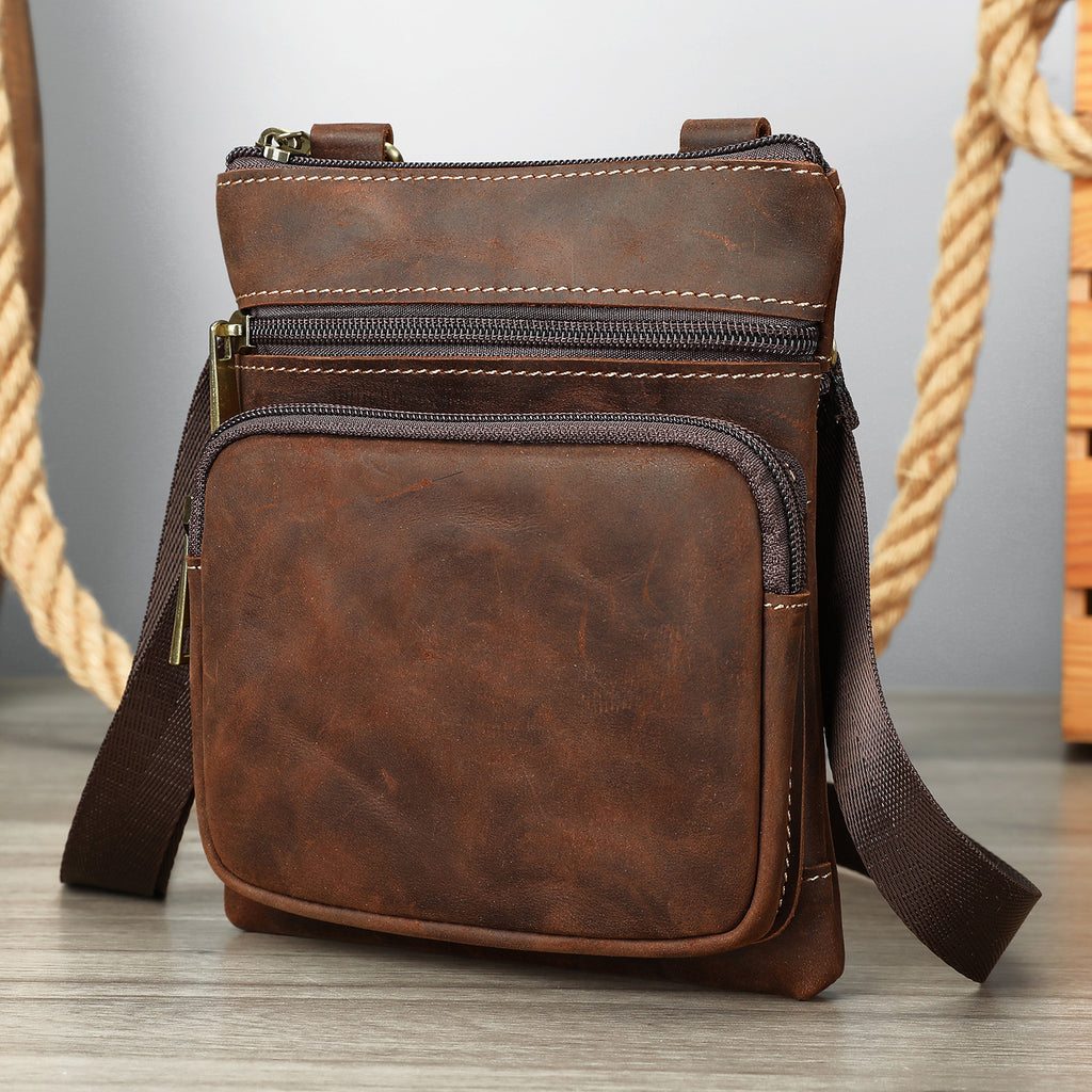Crazy Horse Cuir Outdoor Retro Loisirs Crossbody Bag