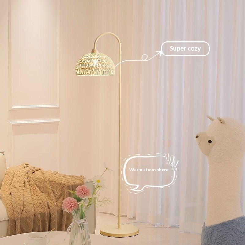 Wicker Floor Lamp for Living Room by the Sofa