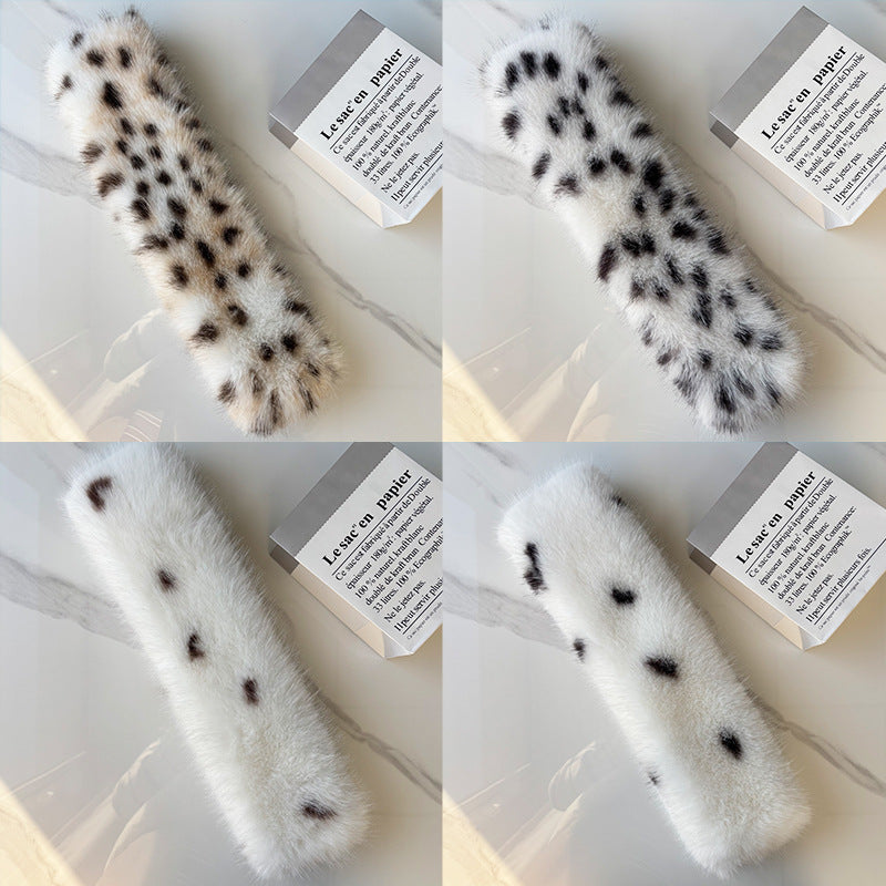 Echarpe naturelle en léopard imprimé en peluche avec un style doux coréen pour