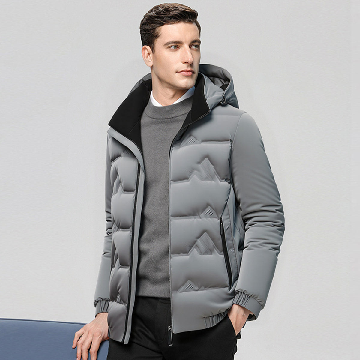 Veste en coton pour hommes d'hiver, épaisse et debout, pour les affaires