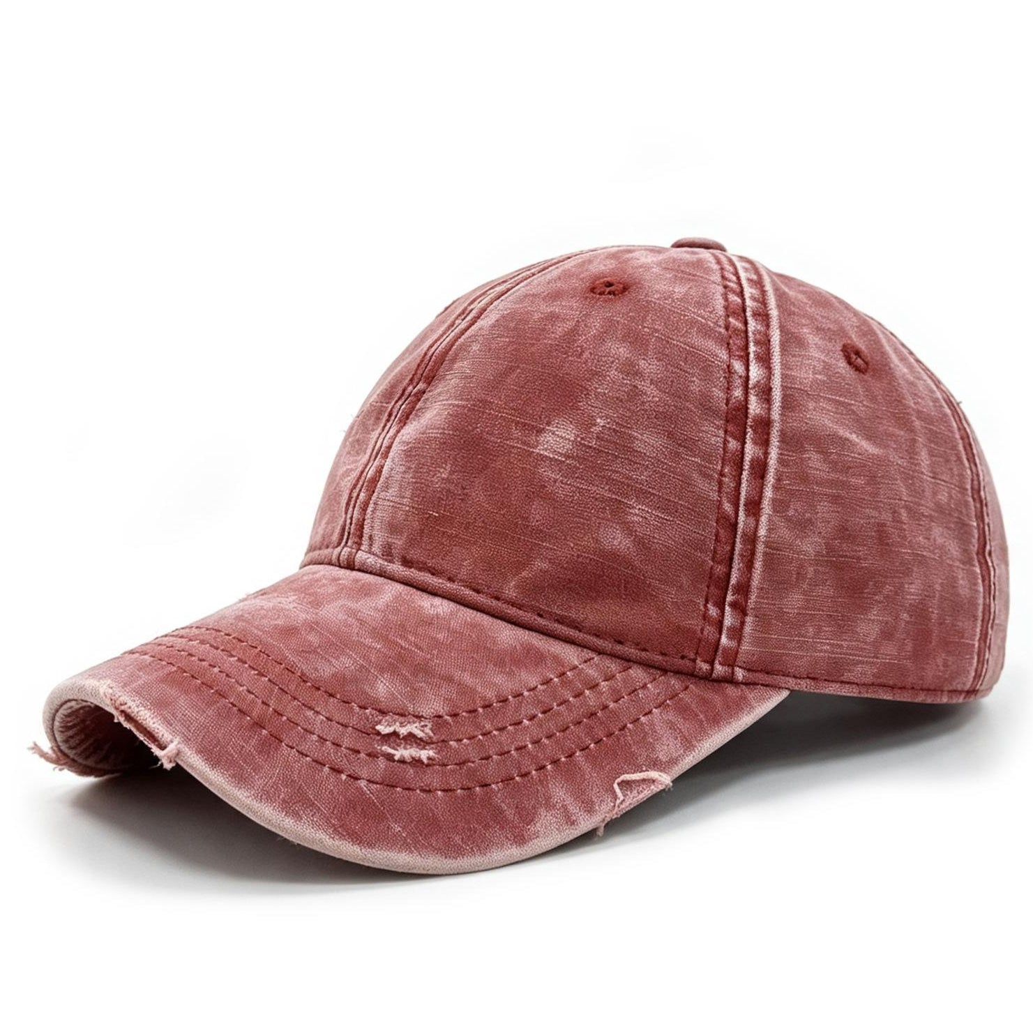 Street Fashion Retro Détresse Denim Holey Casquette de baseball avec haut doux et casual courbé B