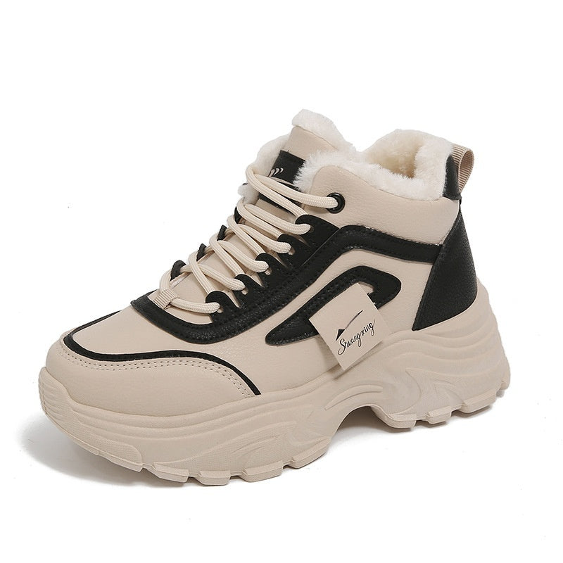 Chaussures de coton chaud casual sport haut de gamme, doublées de polaires femmes