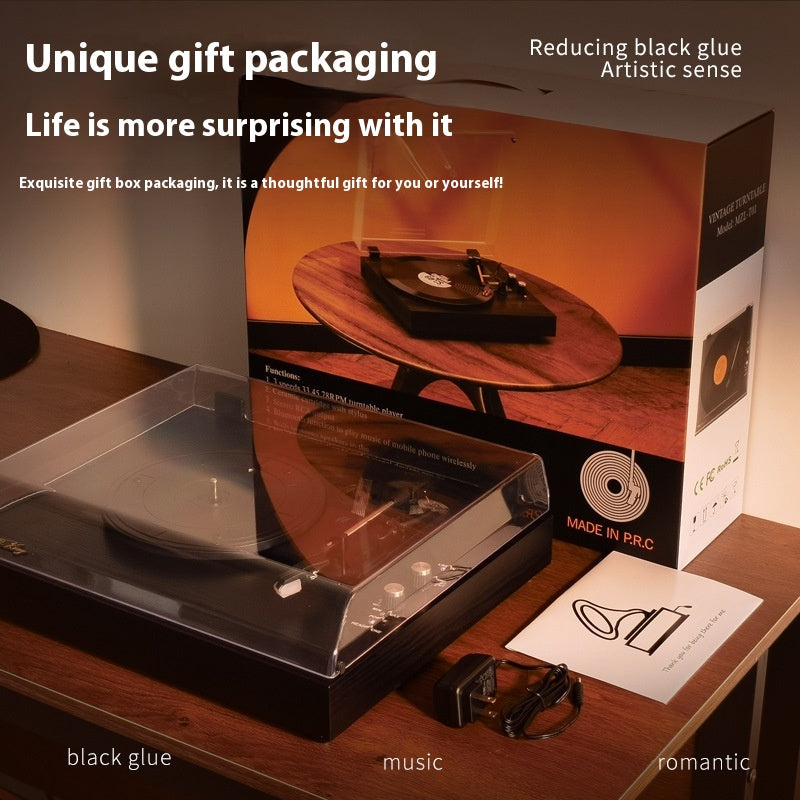 Lecteur d'enregistrement de vinyle Retro Bluetooth Audio intégré vieux jeu Phonograph Disc Piezoel