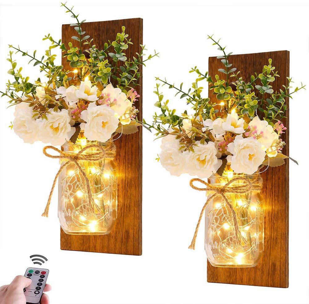 Lampe murale en bois de fleur immortal