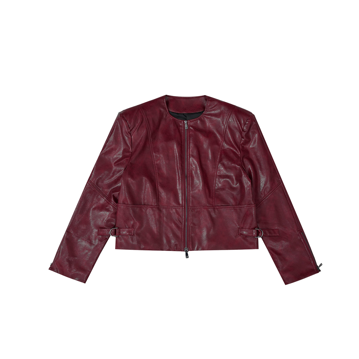 Texture Sensé Épaule rembourrée En Cuir Manteau Hommes