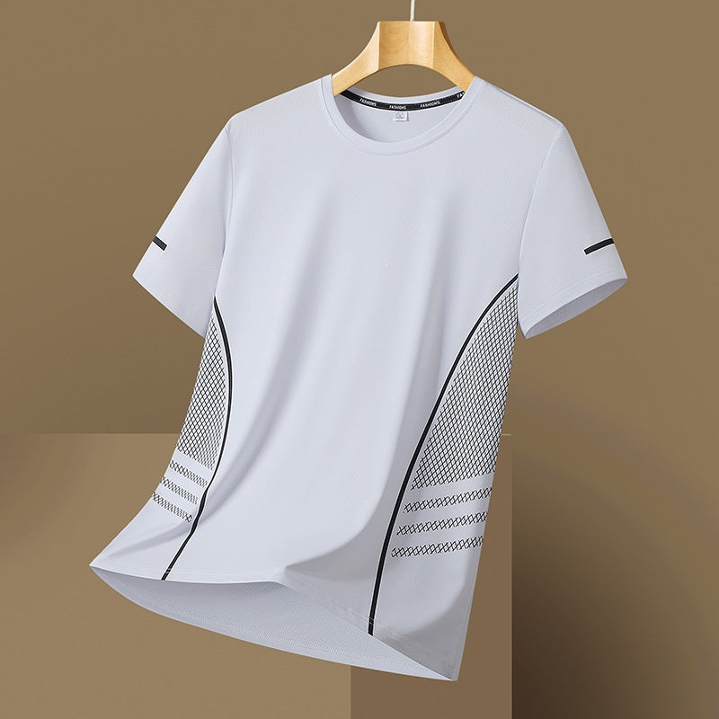 Maille à séchage rapide Maille respirante Imprimé Col d'équipage Tee-shirt en tissu