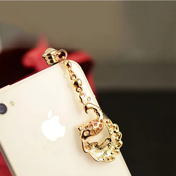 Pendentif en cristal coloré diamant Phoenix bouchon de poussière pour téléphone cellulaire 3.5mm Jack