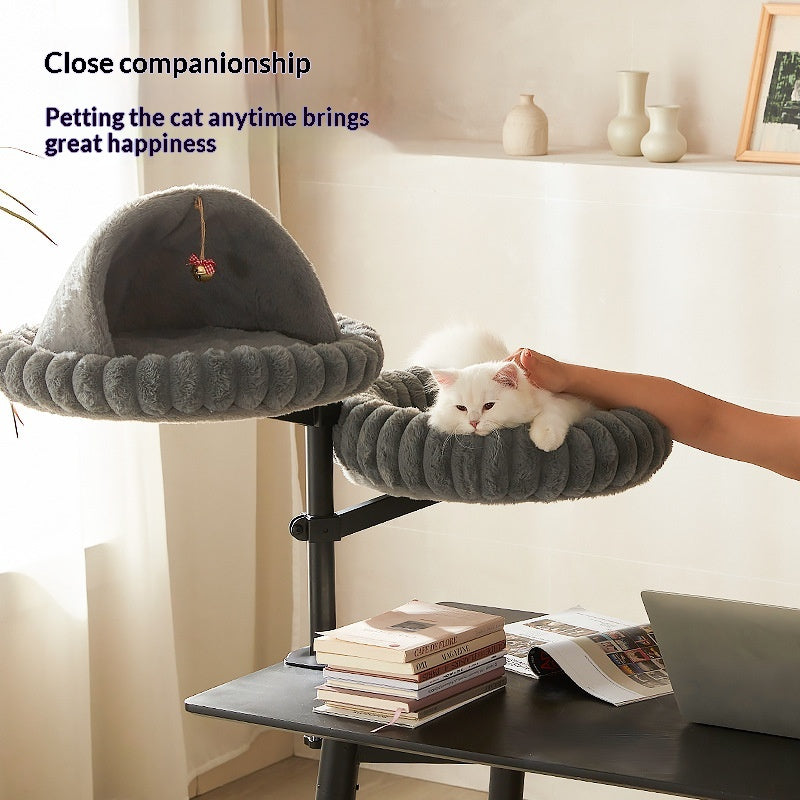 Arbre de chat de bureau avec plate-forme tournante et hauteur réglable