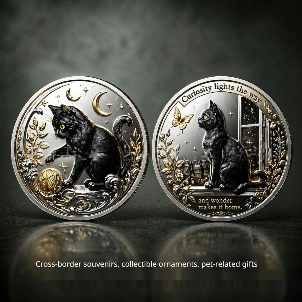 Mystère Black Cat Lunar Phase Relief collectible Commemorative Coin