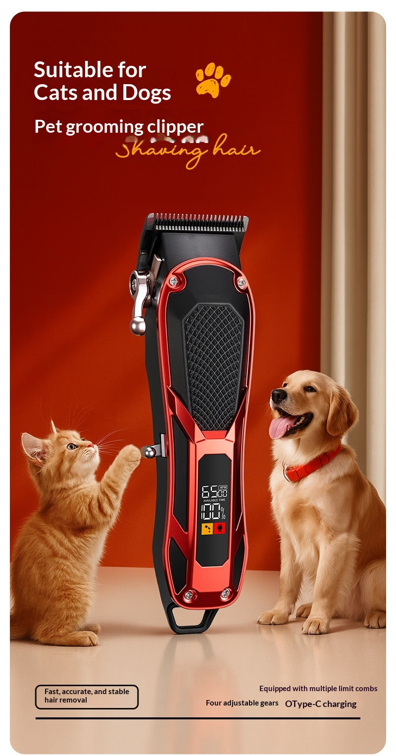 Clipper professionnel haute puissance à faible bruit pour animaux avec affichage de batterie